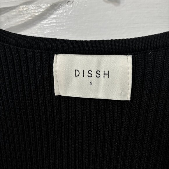 Dissh Billie Midi Dress Black Long Rib Maxi Striped Scoop Neck Knit Tank Small S - Picture 3 of 9